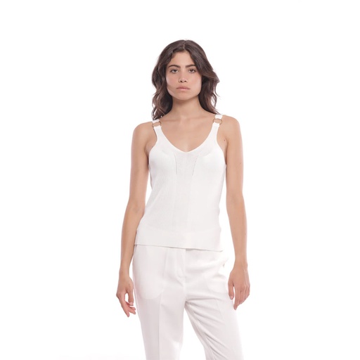 MIMI-MUA TOP CON ANELLI BIANCO